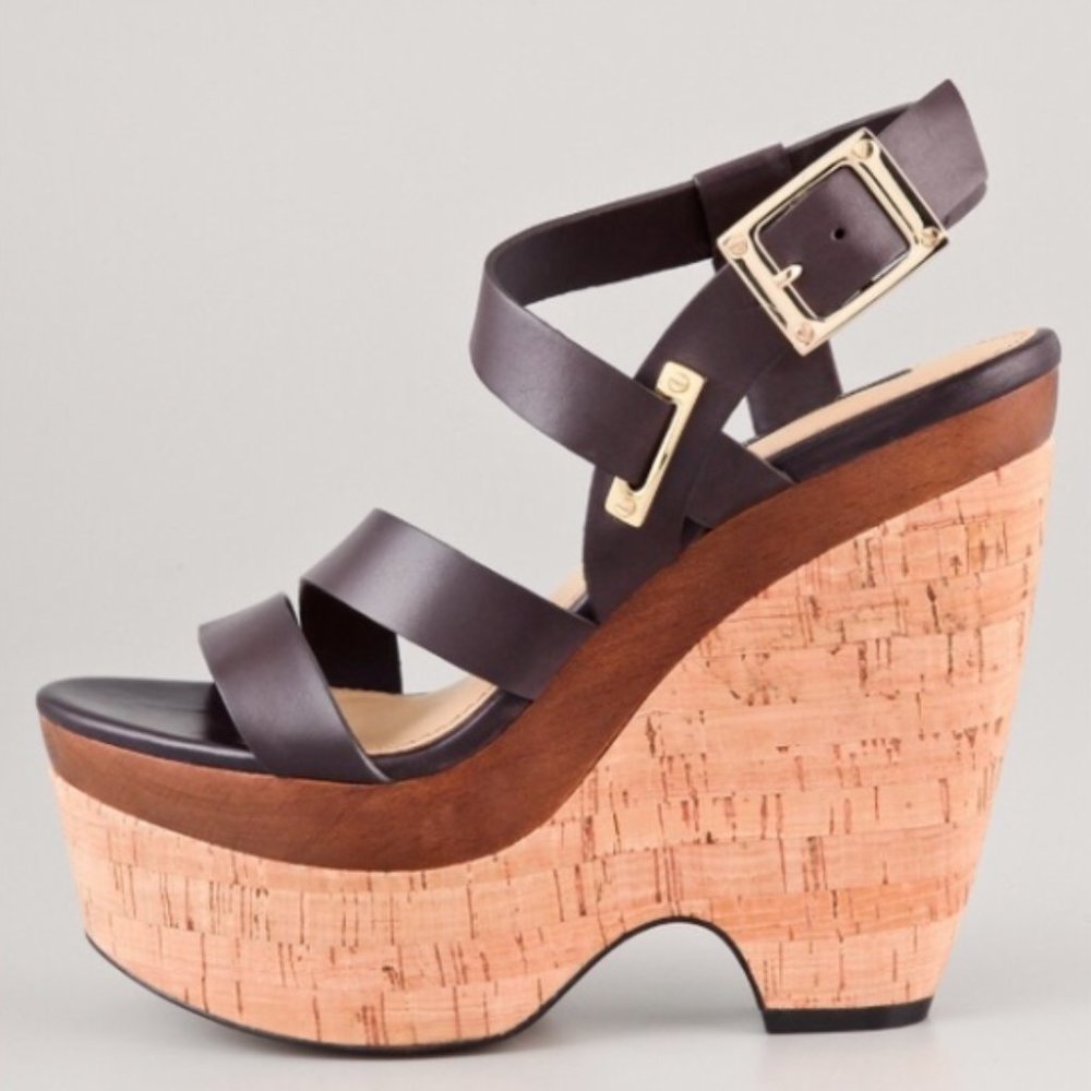 Rachel Zoe Sharon Cork Wedges Brown